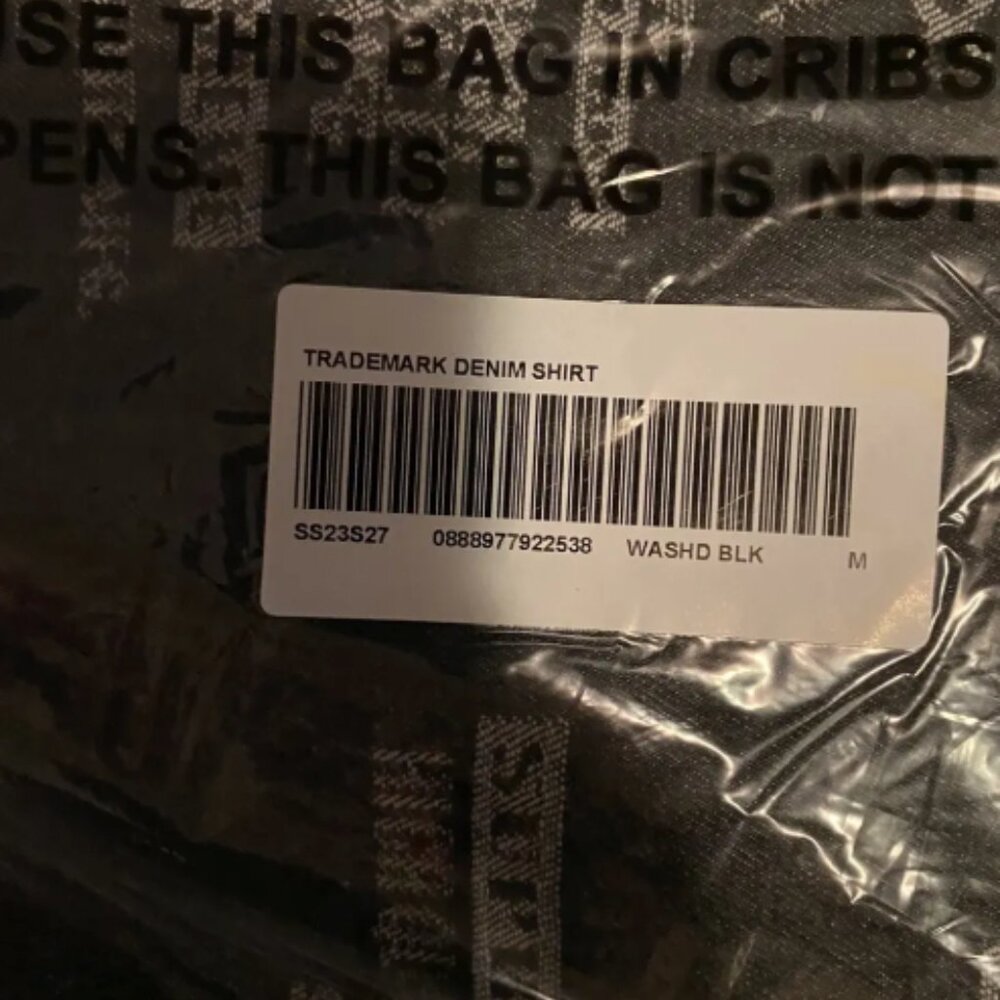 Supreme Trademark Jacquard Denim Shirt Washed Black Size Medium SS23 (Fast Ship) - Picture 7 of 7